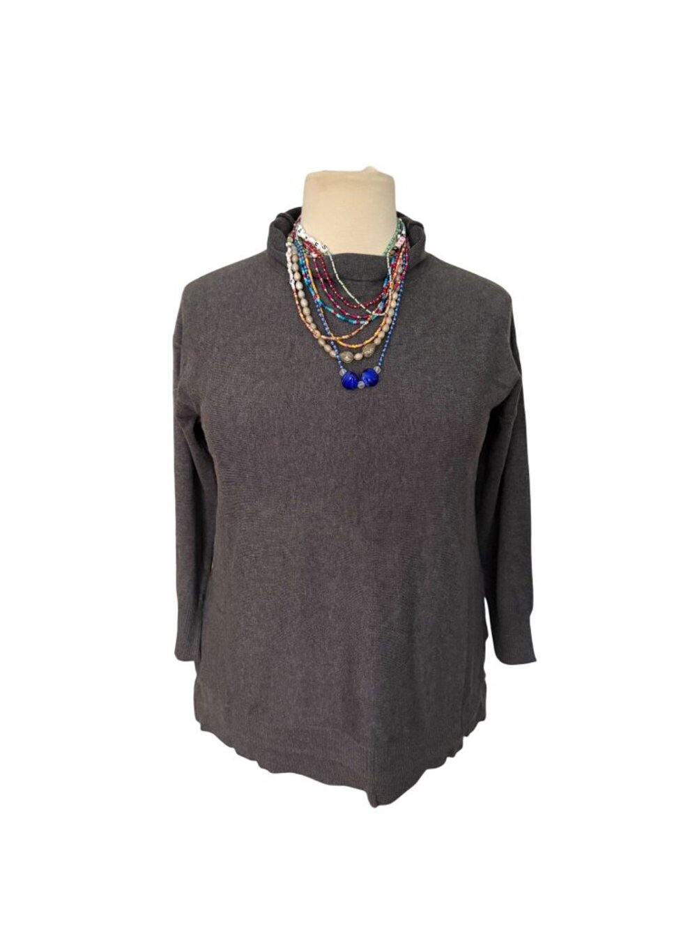 Soft Surroundings Size PXL NWT Gray Knit Long Sleeve Turtleneck Tunic Sweater
